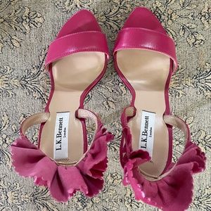 L.K. Bennet London Renae pink heels with ruffled heel Size 6 US/36 EU